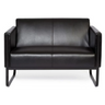 Schwarzes Loungesofa BALI BLACK als Zwei-Sitzer mit glattem Bezug und Kufenfüßen von hjh OFFICE