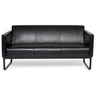 Schwarzes Loungesofa BALI BLACK als Drei-Sitzer mit Lederbezug und Metallgestell von hjh OFFICE