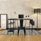 Schreibtisch WORKSPACE H I in Schwarz und Braun mit integriertem Regal und Ablage von hjh OFFICE
