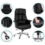 Schwarzer Profi-Chefsessel COMMANDER mit Detailansichten der Polsterung, Armlehnen und Gasfeder von hjh OFFICE