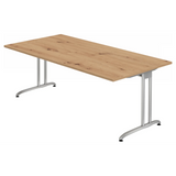 Schreibtisch BELA 2E S mit Tischplatte in Asteiche und silbernen Metallbeinen von hjh OFFICE PRO