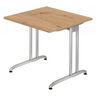 Quadratischer Schreibtisch BELA 8 S in Asteiche mit silbernem Metallgestell von hjh OFFICE PRO