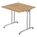 Quadratischer Schreibtisch BELA 8 S in Asteiche mit silbernem Metallgestell von hjh OFFICE PRO