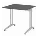 Schreibtisch BELA 8 S in Graphit mit quadratischer Platte und silberfarbenem Untergestell von hjh OFFICE PRO