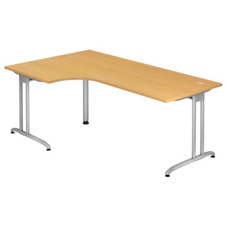 L-förmiger Schreibtisch BELA 82 S in Buche-Optik mit silbernem Gestell von hjh OFFICE PRO