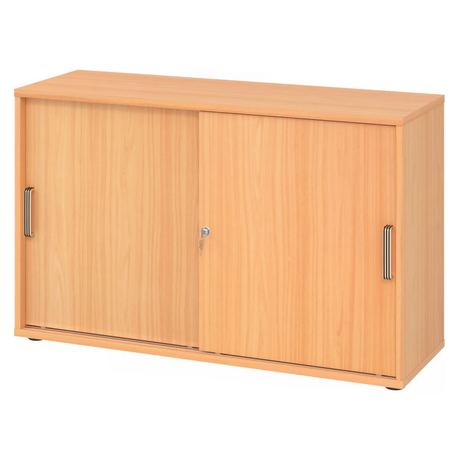 Schiebetürenschrank BETA S 1752S in Buche-Optik mit zwei Streifengriffen von hjh OFFICE PRO