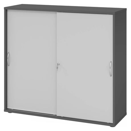 Schiebetürenschrank BETA S 1753S in Graphit und Grau mit Bogengriffen von hjh OFFICE PRO