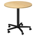 Runder System Konferenztisch BISTRO 80R D mit Ahornholzplatte und schwarzem Sternfuß auf Rollen von hjh OFFICE PRO