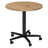 Runder System Konferenztisch BISTRO 80R D mit Tischplatte in Asteiche und schwarzem Fuß auf Rollen von hjh OFFICE PRO