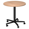 Runder System Konferenztisch BISTRO 80R D mit hellbrauner Holzplatte und schwarzem Rollfuß von hjh OFFICE PRO