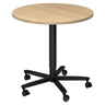 System Konferenztisch BISTRO 80R D mit runder Tischplatte in Eiche und schwarzem Sternfuß auf Rollen von hjh OFFICE PRO