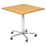 System Konferenztisch BISTRO 88Q C mit buchefarbener Platte und verchromtem Fußkreuz auf Rollen von hjh OFFICE PRO