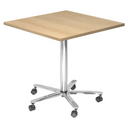System Konferenztisch BISTRO 88Q C mit quadratischer Eichenplatte und Chromgestell auf Rollen von hjh OFFICE PRO
