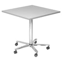 Grauer System Konferenztisch BISTRO 88Q C mit Chromgestell und fünf Rollen von hjh OFFICE PRO
