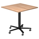 System-Konferenztisch BISTRO 88Q D mit Platte in Asteiche und schwarzem Sternfuß auf Rollen von hjh OFFICE PRO