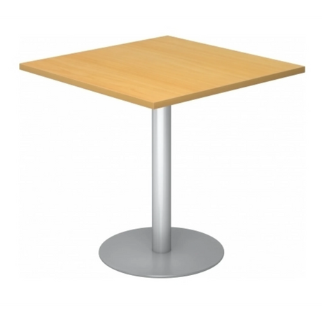 System-Konferenztisch BISTRO F88Q S mit quadratischer Buchenplatte und silbernem Standfuß von hjh OFFICE PRO