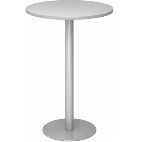 Runder System Konferenztisch BISTRO H80R S in Silber-Grau mit zentralem Standfuß von hjh OFFICE PRO