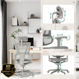 Verstellbare Kopfstütze, Armlehnen und Gasfeder des Luxus-Chefsessels ERGOHUMAN SLIM ULTRA G GEN2 in Grau von hjh OFFICE