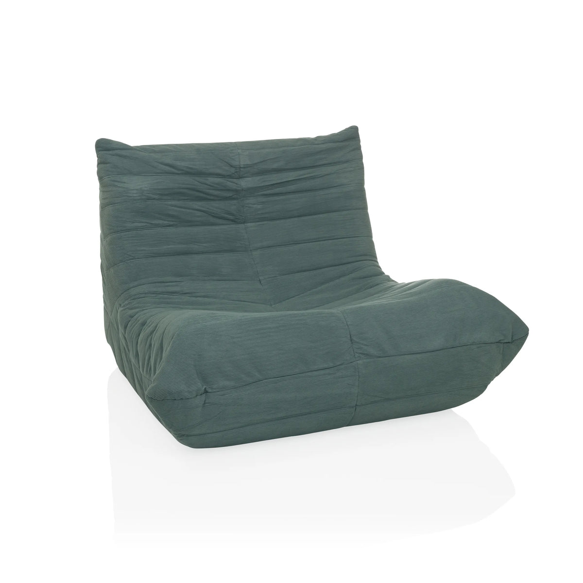 Taubenblauer Loungesessel Sitzolo mit Stoffbezug und Steppung von hjh LIVING – 360-Grad-Ansicht (Frontansicht 15°)