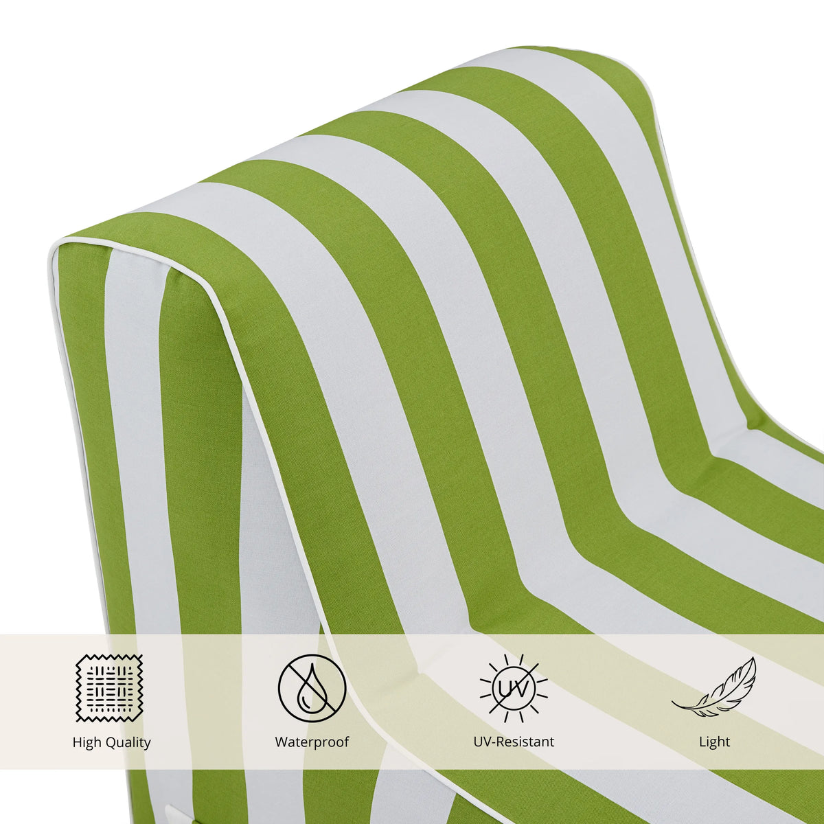 Grün-weiß gestreifter Stoffbezug des Luftsofas Sitzolo Air von hjh LIVING