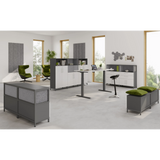 Aufsatzkorpus der Serie FlexWall in Graphit mit integrierten Regalfächern von hjh OFFICE PRO
