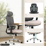 Profi-Bürostuhl Ergomy Pro in Dunkelgrau und Beige mit Verstellmöglichkeiten von hjh OFFICE (KI-generiertes Bild)
