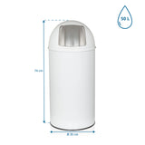 Maßzeichnung des Mülleimers PUSH 50L mit 74 cm Höhe, 35 cm Durchmesser und 50 l Volumen von hjh OFFICE