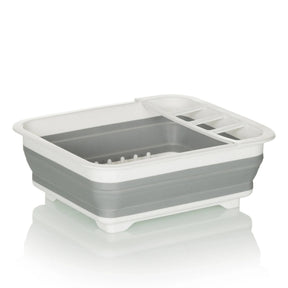 Grau-weißer Faltbehälter CLEAN SIL mit integriertem Abtropfgitter und Fach von hjh OFFICE