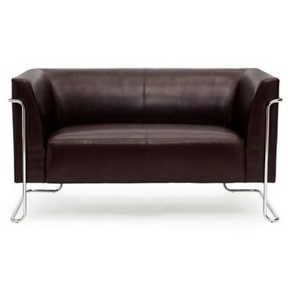Braunes Loungesofa CURACAO als Zwei-Sitzer mit glänzendem Chromgestell von hjh OFFICE