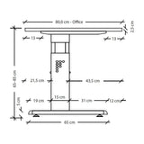 Maßzeichnung des höhenverstellbaren Schreibtisches MEGA 8 G mit einer Breite von 80 cm von hjh OFFICE PRO