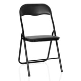 Schwarzer Klappstuhl TUDELA BASIC mit gepolsterter Sitzfläche und Rückenlehne aus PVC von hjh OFFICE – 360-Grad-Ansicht (Frontansicht 15°)
