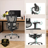 Verstellbare Kopfstütze, Armlehnen und Sitzhöhe des Luxus-Chefsessels ERGOHUMAN SLIM ULTRA GEN2 in Schwarz von hjh OFFICE