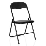 Schwarzer Klappstuhl TUDELA BASIC mit gepolsterter Sitzfläche und Rückenlehne aus PVC von hjh OFFICE – 360-Grad-Ansicht (schräge Frontansicht 30°)