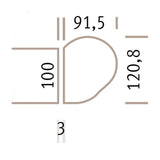 Maßzeichnung der Anbauplatte LA92 C mit Maßen von 100, 91,5 und 120,8 von hjh OFFICE PRO