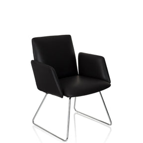 Schwarzer Polsterstuhl DESIGNIA V mit glänzendem Kufengestell aus Metall von hjh OFFICE