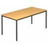 Schreibtisch DORAN DR16 D mit buchenfarbener Platte und schwarzem Rundrohrgestell von hjh OFFICE PRO