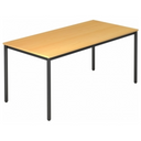 Schreibtisch DORAN DR16 D mit buchenfarbener Platte und schwarzem Rundrohrgestell von hjh OFFICE PRO