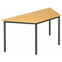 Schreibtisch DORAN DRTR D mit buchefarbener Platte und schwarzem Rundrohrgestell von hjh OFFICE PRO