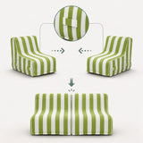 Zusammenfügbare Luftsofas Sitzolo Air in Grün-Weiß gestreift mit Klettverschlüssen von hjh LIVING