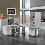 Höhenverstellbarer Schreibtisch MEGA 12 S der Serie MEGA in Grau und Silber von hjh OFFICE PRO