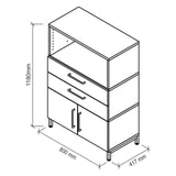 Technische Zeichnung des Schranks FlexWall mit 1180 × 800 mm von hjh OFFICE PRO