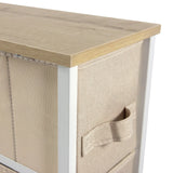 Beige Stoffschublade mit Griff und Holzplatte der Kommode FOLDRESS S von hjh LIVING