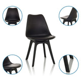 Schalenstuhl SCANDI P in Schwarz mit vier Beinen in verschiedenen Ansichten von hjh OFFICE