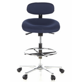 Blauer Counterstuhl WORK MF mit Fußring und Fußkreuz mit fünf Rollen von hjh OFFICE – 360-Grad-Ansicht (Frontansicht 0°)
