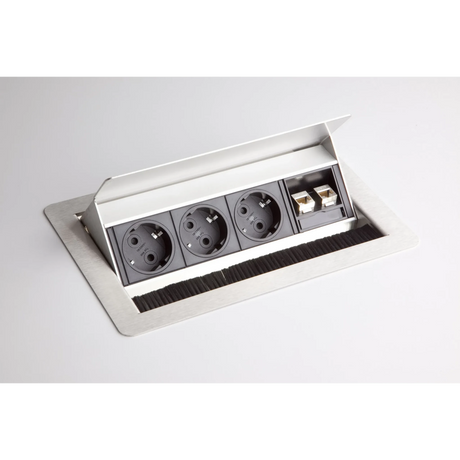 ELDATA0 | Steckdosenleiste (ohne Fräsung) | 3 x Steckdose | 2 x RJ45 - Zubehör - buerostuhl24