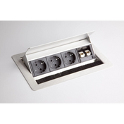 ELDATA0 | Steckdosenleiste (ohne Fräsung) | 3 x Steckdose | 2 x RJ45 - Zubehör - buerostuhl24