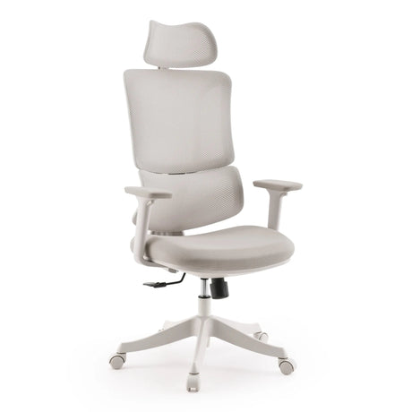 Homeoffice-Bürostuhl Ergomy Colore in Beige mit Netzbezug und Kopfstütze von MyBuero