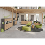 Modulares Regalsystem FlexWall in Graphit mit Holzelementen und Stellfüßen von hjh OFFICE PRO