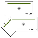 Maßzeichnungen für Sichtblenden des Zubehörs SI S in den Größen 160 x 80 und 210 x 113 von hjh OFFICE PRO