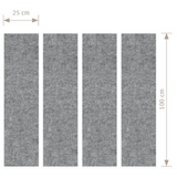 Vier grau melierte Akustik-Wandelemente des Zubehörs AWP mit Maßen von 100 × 25 cm von hjh OFFICE PRO